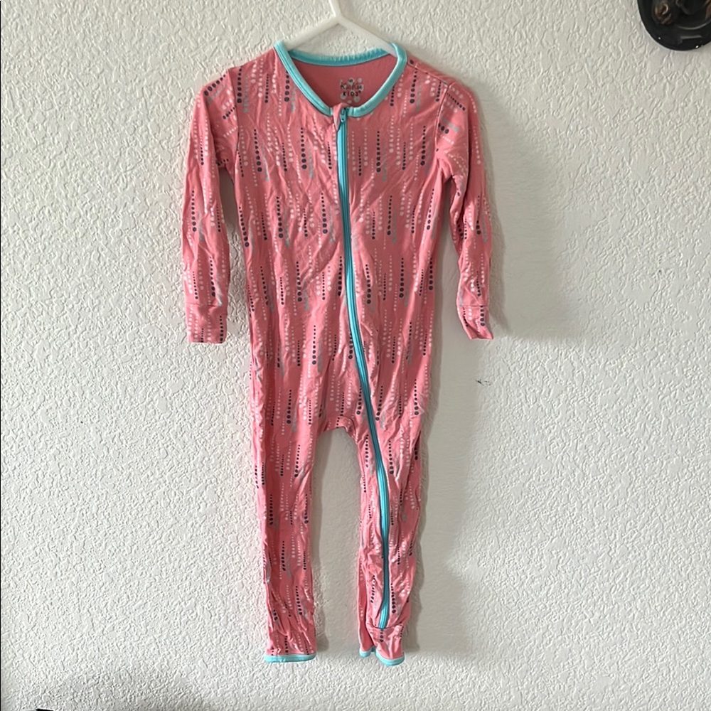 Kickee Pants Pink and Blue Bodysuit with Zipper